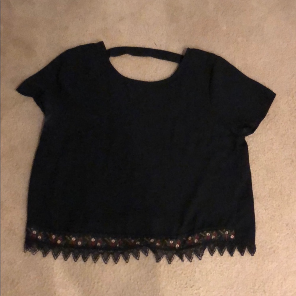 Black shirt with floral bottom